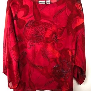 Chico's Chiffon Floral Patterned Blouse  $34 Sz 1